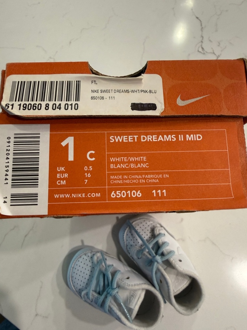 Nike Sweet Dreams II Mid Baby Sneakers - White & Light Blue